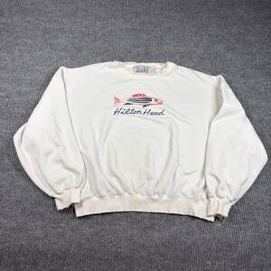 Vintage Todd Hilton Sweatshirt Men's XL  Head Fish Graphic White Distressed
